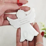 Personalised Any Message Angel Shaped Silver Metal Christmas Tree Decoration - Image 6