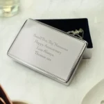 Personalised Any Message Rectangular Silver Nickel Plated Jewellery Box - Image 5