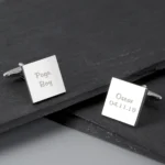 Personalised Wedding Role (2 Lines) Silver Finish Square Cufflinks - Image 2