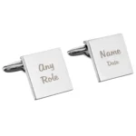 Personalised Wedding Role (2 Lines) Silver Finish Square Cufflinks - Image 5