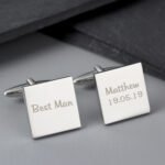 Personalised Wedding Role (1 Line) Silver Finish Square Cufflinks - Image 2