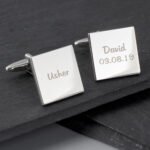 Personalised Wedding Role (1 Line) Silver Finish Square Cufflinks - Image 3