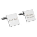 Personalised Wedding Role (1 Line) Silver Finish Square Cufflinks - Image 5