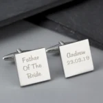 Personalised Wedding Role (3 Lines) Silver Finish Square Cufflinks