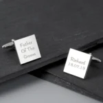 Personalised Wedding Role (3 Lines) Silver Finish Square Cufflinks - Image 2