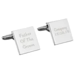 Personalised Wedding Role (3 Lines) Silver Finish Square Cufflinks - Image 5