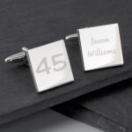 Personalised Birthday Silver Finish Square Cufflinks
