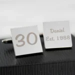 Personalised Birthday Silver Finish Square Cufflinks