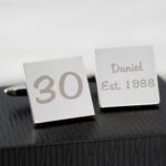 Personalised Birthday Silver Finish Square Cufflinks - Image 2