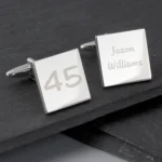 Personalised Birthday Silver Finish Square Cufflinks - Image 2