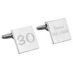 Personalised Birthday Silver Finish Square Cufflinks - Image 4
