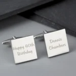 Personalised Any Message (2 Lines) Silver Finish Square Cufflinks