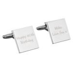 Personalised Any Message (2 Lines) Silver Finish Square Cufflinks - Image 4