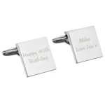 Personalised Any Message (2 Lines) Silver Finish Square Cufflinks - Image 4