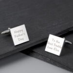 Personalised Any Message (3 Lines) Silver Finish Square Cufflinks - Image 2