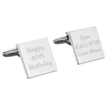 Personalised Any Message (3 Lines) Silver Finish Square Cufflinks - Image 4