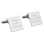 Personalised Any Message (3 Lines) Silver Finish Square Cufflinks - Image 5