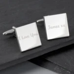 Personalised Any Message (1 Line) Silver Finish Square Cufflinks