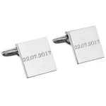 Personalised Any Message (1 Line) Silver Finish Square Cufflinks - Image 4