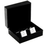 Personalised ‘Best Man’ Decorative Top Hat Motif Wedding Silver Rhodium Plated Square Cufflinks - Image 2