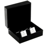 Personalised ‘Father of the Bride’ Decorative Top Hat Motif Wedding Silver Rhodium Plated Square Cufflinks - Image 2