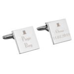 Personalised 'Page Boy' Decorative Top Hat Motif Wedding Silver Finish Square Cufflinks - Image 3