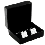 Personalised 'Page Boy' Decorative Top Hat Motif Wedding Silver Rhodium Plated Square Cufflinks - Image 2
