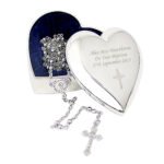 Personalised Rosary Beads & Heart Shaped Silver Nickel Plated Trinket Box - Image 6