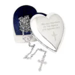 Personalised Rosary Beads & Heart Shaped Silver Nickel Plated Trinket Box - Image 6