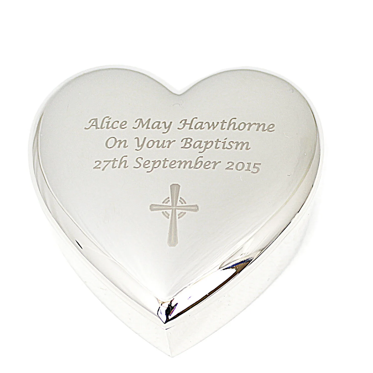 Personalised Rosary Beads & Heart Shaped Silver Nickel Plated Trinket Box - Image 7