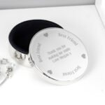 Personalised 'Best Friend' Heart Motif Round Silver Nickel Plated Trinket Box