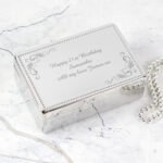 Personalised Elegant Swirl Design Rectangular Silver Nickel Plated Jewellery Box