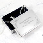 Personalised Elegant Swirl Design Rectangular Silver Nickel Plated Jewellery Box - Image 2