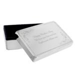 Personalised Elegant Swirl Design Rectangular Silver Nickel Plated Jewellery Box - Image 3