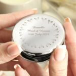 Personalised Small Hearts Design Round Silver Nickel Plated Compact Mirror - Image 3