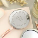 Personalised Small Hearts Design Round Silver Nickel Plated Compact Mirror - Image 6