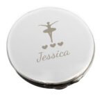 Personalised Ballerina Motif Round Silver Nickel Plated Compact Mirror - Image 4