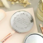Personalised Ornate Swirl Design Round Silver Nickel Plated Compact Mirror - Image 5