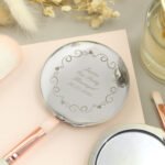 Personalised Ornate Swirl Design Round Silver Nickel Plated Compact Mirror - Image 6