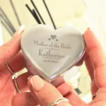 Personalised 'Mother of the Bride' Decorative Hearts Motif Wedding Heart Shaped Silver Nickel Plated Trinket Box - Image 4