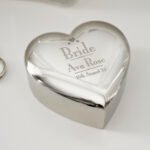 Personalised ‘Bride’ Decorative Hearts Motif Wedding Heart Shaped Silver Nickel Plated Trinket Box