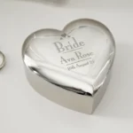 Personalised ‘Bride’ Decorative Hearts Motif Wedding Heart Shaped Silver Nickel Plated Trinket Box