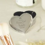 Personalised ‘Flower Girl’ Decorative Hearts Motif Wedding Heart Shaped Silver Nickel Plated Trinket Box - Image 3
