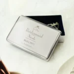 Personalised 'Bridesmaid' Decorative Hearts Motif Wedding Rectangular Silver Nickel Plated Jewellery Box - Image 2