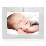 Personalised Any Message Cross Motif 7×5 Landscape Silver Aluminium Photo Frame - Image 4