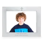 Personalised Any Message Cross Motif 7×5 Landscape Silver Aluminium Photo Frame - Image 2