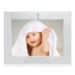 Personalised Any Message Cross Motif 7×5 Landscape Silver Aluminium Photo Frame - Image 3