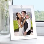 Personalised Cross Motif 5x7 Portrait Silver Aluminium Photo Frame