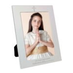 Personalised Cross Motif 5x7 Portrait Silver Aluminium Photo Frame - Image 3
