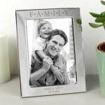 Personalised 'Family' Hearts Motif 5x7 Portrait Silver Aluminium Photo Frame